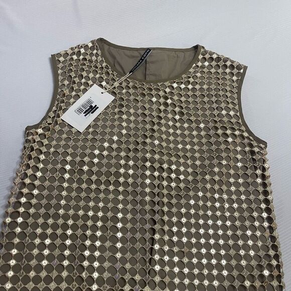 NWT LIVIANA CONTI Gold Sequin Taupe Dress Size 42 New - Picture 4 of 8